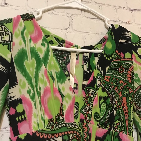 Cristinalove Green and Pink Long Sleeve Dress - Picture 5 of 11